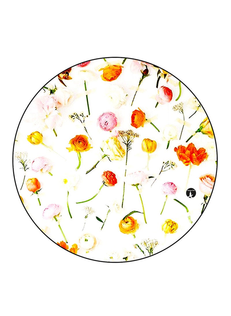 RKN Flowers Printed Mouse Pad  Round  Multicolour