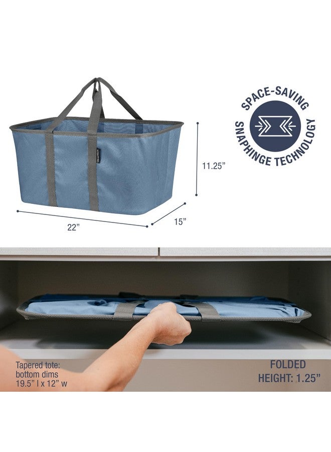 Clevermade CleverMade Collapsible Laundry Tote - Denim Charcoal 2-Pack 50L - Foldable Storage Organization Container for Clothes Laundry Room Storage Solution  - Image 1
