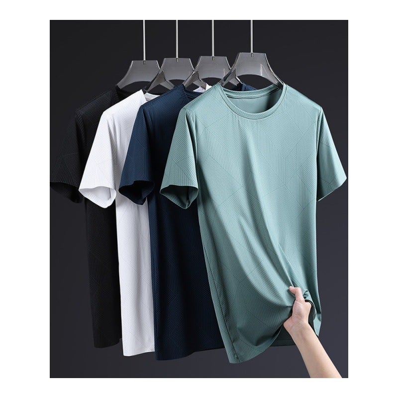Crewneck Ice Silk Mark Printed T-Shirt Men'S Thin Casual Short-Sleeved Quick-Drying Men'S T-Shirt Summer - Image 2