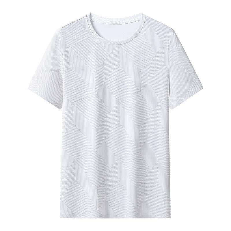 Crewneck Ice Silk Mark Printed T-Shirt Men'S Thin Casual Short-Sleeved Quick-Drying Men'S T-Shirt Summer - Image 1