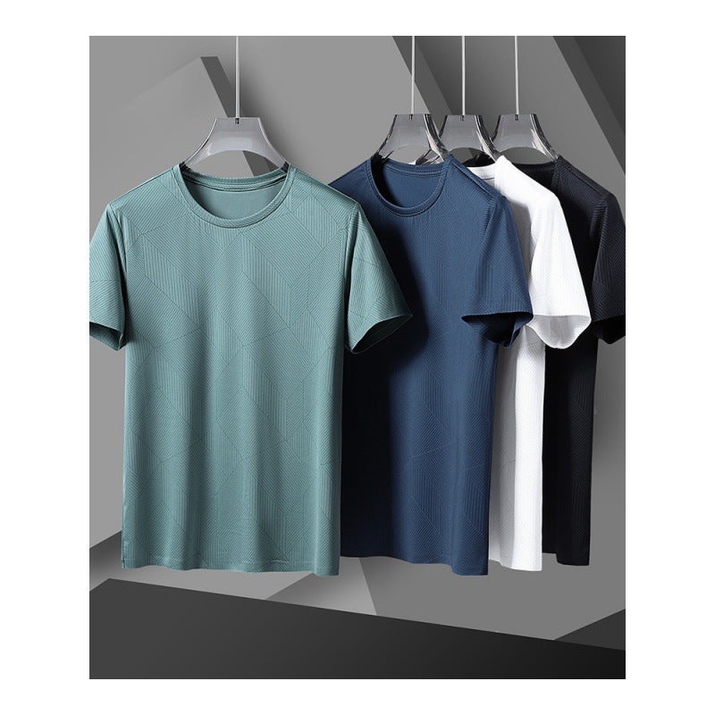 Crewneck Ice Silk Mark Printed T-Shirt Men'S Thin Casual Short-Sleeved Quick-Drying Men'S T-Shirt Summer - Image 5