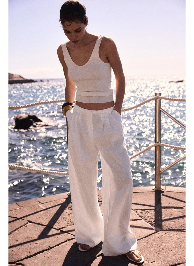 H&M Wide linen-blend trousers