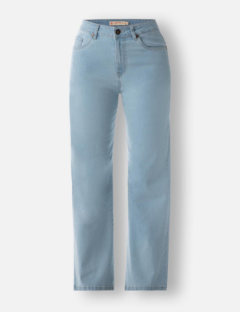 INKD Women's Wide Leg Jeans - High-Rise | Enzyme Wash | Classic 5 Pocket Styling (INKSS24WJN-407-Seaside Slate-40) - Image 5