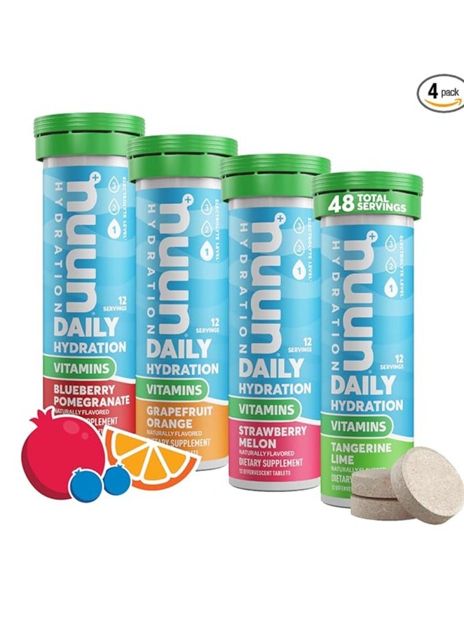 Nuun Hydration Vitamins Electrolyte Tablets + Vitamins, Mixed Fruit, 4 Pack (48 Servings)