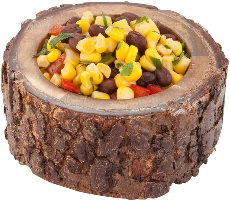 Restaurantware 10 Ounce Wood Serving Bowl 1 Small Rustic Wood Bowl  Varnished With Bark Edges Round Natural Acacia Wood Wood Soup Bowl For Appetizers Salads Entrees - Image 1