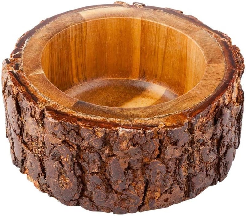 Restaurantware 10 Ounce Wood Serving Bowl 1 Small Rustic Wood Bowl  Varnished With Bark Edges Round Natural Acacia Wood Wood Soup Bowl For Appetizers Salads Entrees - Image 2