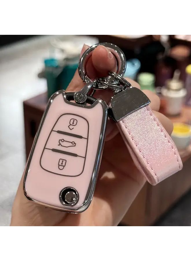 غطاء مفتاح من TPU أبيض مع حبل تعليق لمفاتيح هيونداي i20 i30 i35 أكسنت، كيا سبورتاج ريو سيد - Image 2