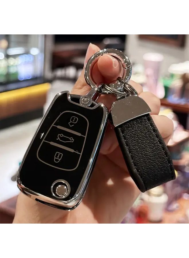 غطاء مفتاح من TPU أبيض مع حبل تعليق لمفاتيح هيونداي i20 i30 i35 أكسنت، كيا سبورتاج ريو سيد - Image 4