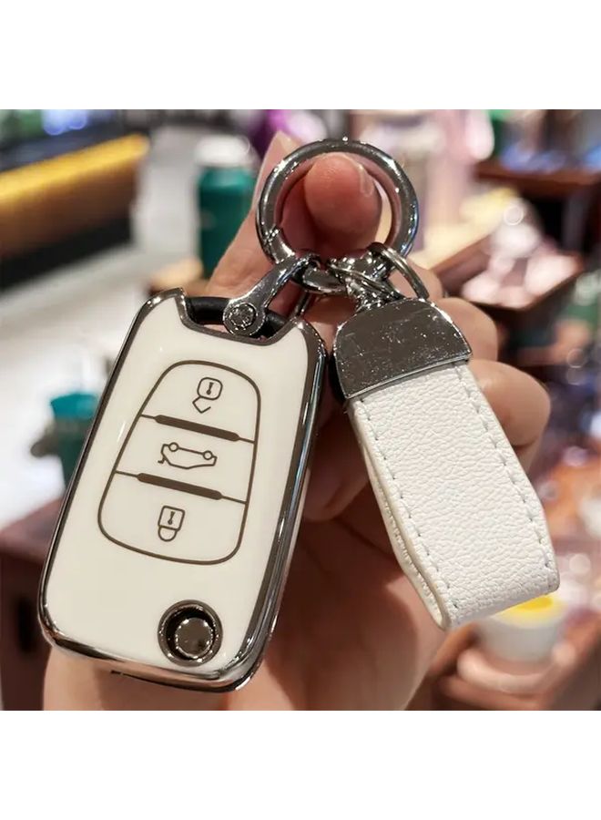 غطاء مفتاح من TPU أبيض مع حبل تعليق لمفاتيح هيونداي i20 i30 i35 أكسنت، كيا سبورتاج ريو سيد - Image 3