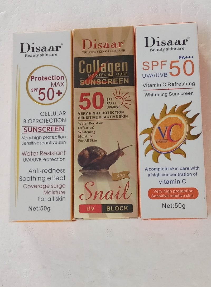 Disaar A set of 3 Sunscreens for Healthy and Smooth Skin, 3 x 50 g - Image 1