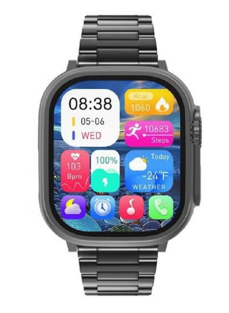 هينو تيكو ساعة ذكية جديدة SQ10 Ultra 2 مع 4 أزواج حزام وشاشة AMOLED وشاحن لاسلكي للرجال باللون الأسود - Image 1