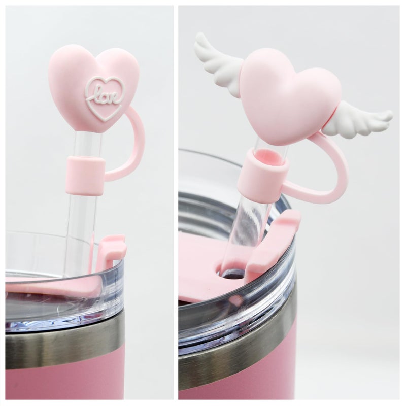 Meitesti Straw Cover Cap for Stanley Cup, Heart-shaped Straw Topper Compatible with 30&40 Oz Tumbler with Handle,10mm 0.4in StrawTips Lids Lover Couple Fun Gifts - Image 3