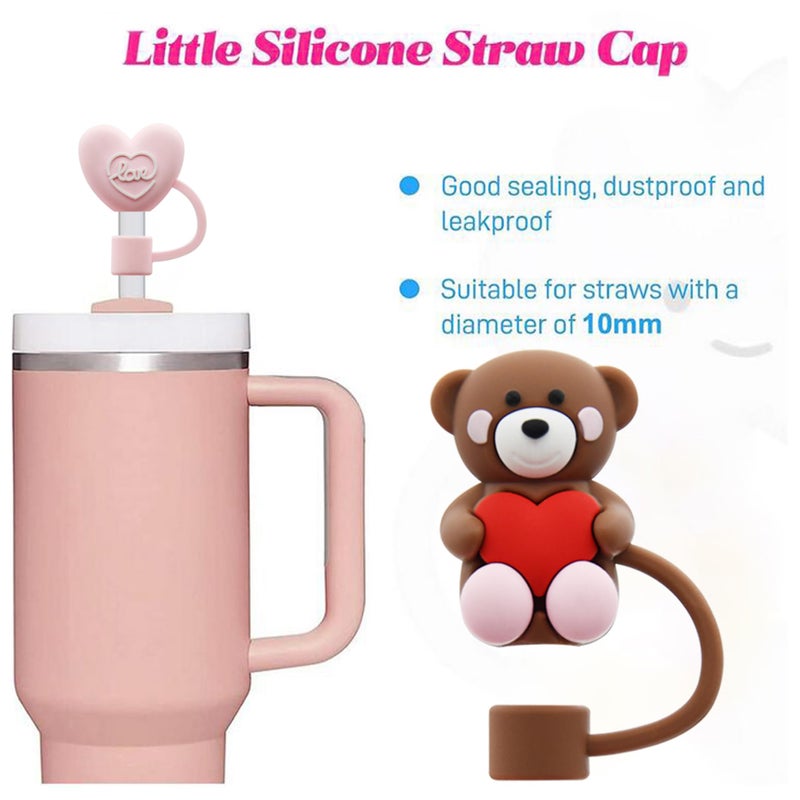 Meitesti Straw Cover Cap for Stanley Cup, Heart-shaped Straw Topper Compatible with 30&40 Oz Tumbler with Handle,10mm 0.4in StrawTips Lids Lover Couple Fun Gifts - Image 4