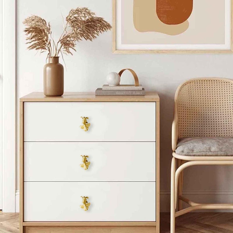 4 Elegant Goldfish Drawer Pulls Retro Cabinet Door Handles Cute Drawer Handles Zinc Alloy Corrosion Resistant Kitchen Wardrobe Dressing Table Bathroom Universal Light Luxury Versatile Handles Easy To Install Golden - Image 5