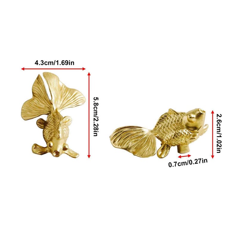4 Elegant Goldfish Drawer Pulls Retro Cabinet Door Handles Cute Drawer Handles Zinc Alloy Corrosion Resistant Kitchen Wardrobe Dressing Table Bathroom Universal Light Luxury Versatile Handles Easy To Install Golden - Image 3