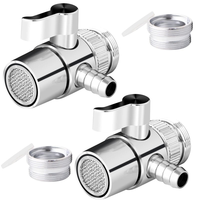 2 PACK Countertop Water Filter Diverter Valve with Barb Connector Faucet Diverter Adapter for 6mm 8mm 95mm Tubing or Hose Compatible with Standard Kitchen Faucets95mm Barb