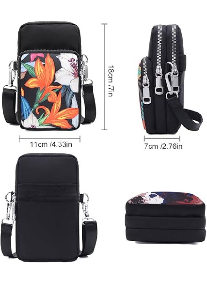 Gocokia Women Girls Ladies Crossbody Phone Bags Wallet Cellphone Purse Small Shoulder Bag Wristlet Handbags Travel Passport Neck Pouch Bag- Lily Flower - Image 4