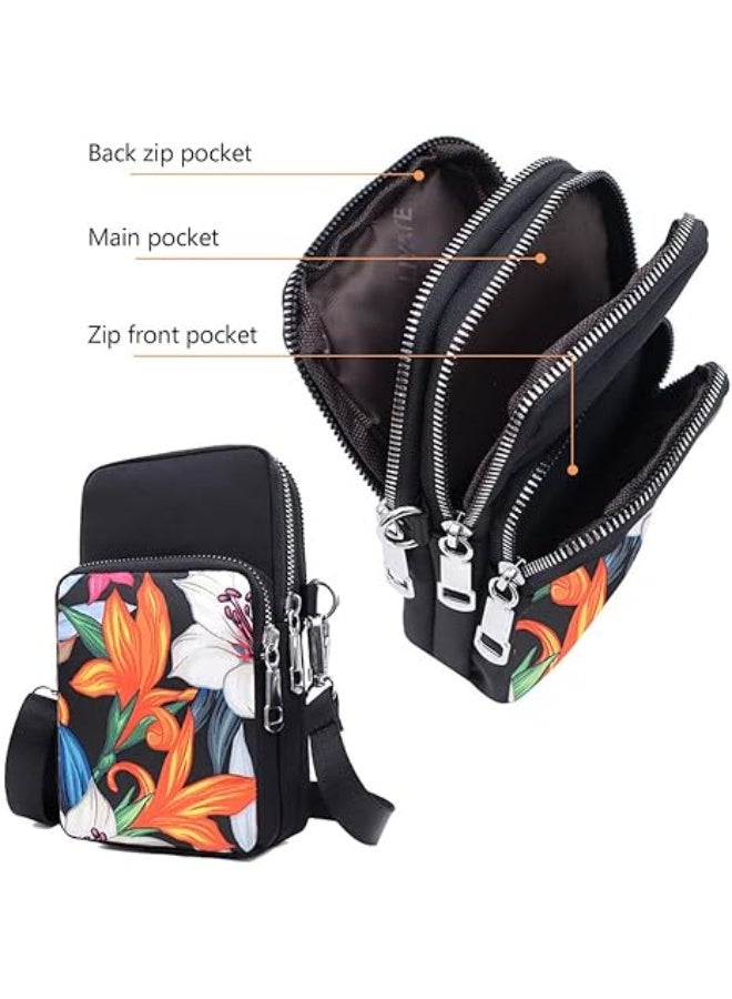 Gocokia Women Girls Ladies Crossbody Phone Bags Wallet Cellphone Purse Small Shoulder Bag Wristlet Handbags Travel Passport Neck Pouch Bag- Lily Flower - Image 3