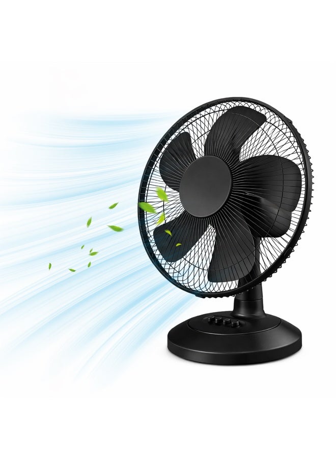 GGEROU Table Fan with Adjustable Tilt Wide Area Oscillation 16 inch Quiet Air Circulator Fan for Bedroom 3 Speed Desktop Fan for Home Office, Push Button Controls, Black - Image 1