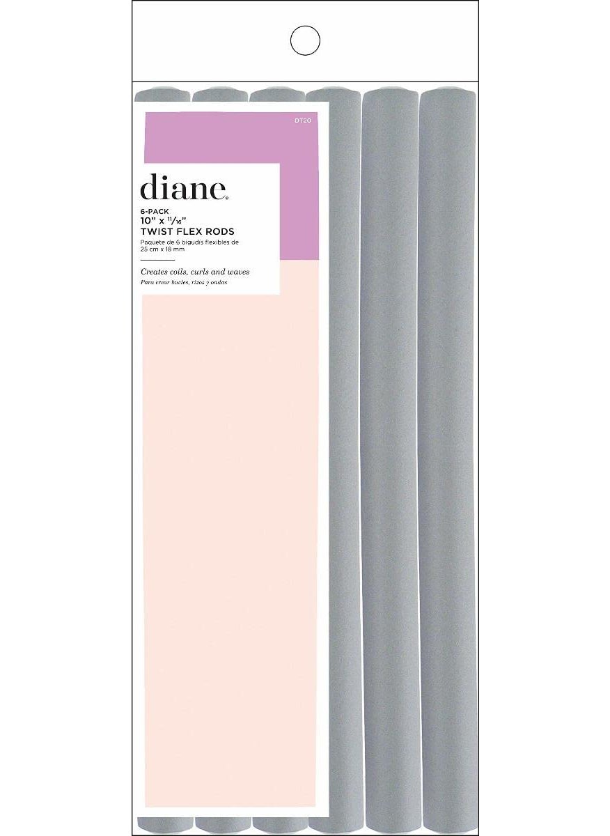 Diane - Diane Twist-Flex Rods, Hair Rollers for Women and Girls, 11/16", Gray DT22, 6 Pack - Image 1