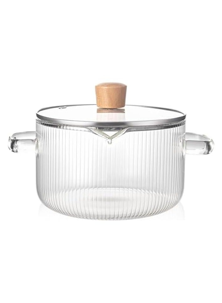 Green Tiger Glass Cookware Glass Pot, Glass Cooking Pot with Lid - 1.8L(60oz) Glass Pots, Heat Resistant Borosilicate Glass Cookware Stovetop Pot, Simmer Pot, Safe for Soup, Noodle, Baby Food - Image 1