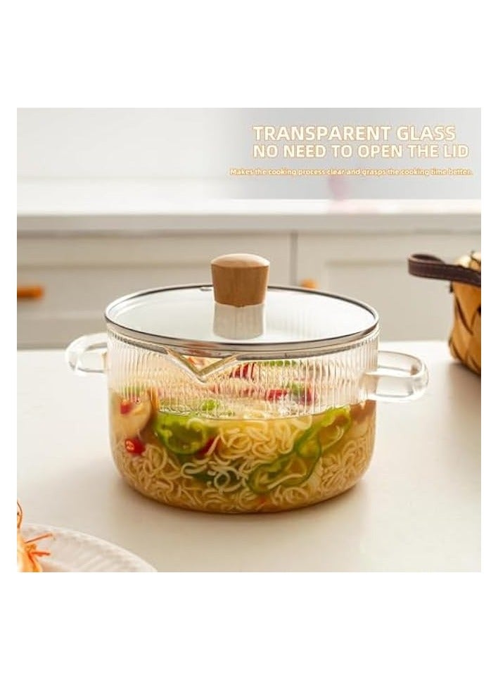 Green Tiger Glass Cookware Glass Pot, Glass Cooking Pot with Lid - 1.8L(60oz) Glass Pots, Heat Resistant Borosilicate Glass Cookware Stovetop Pot, Simmer Pot, Safe for Soup, Noodle, Baby Food - Image 2