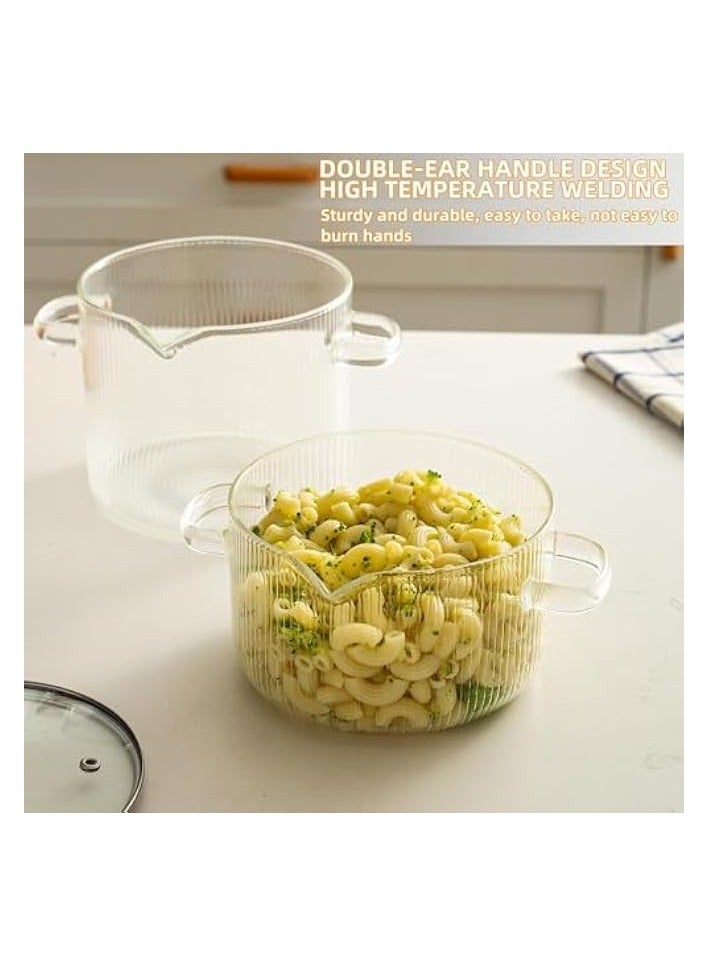 Green Tiger Glass Cookware Glass Pot, Glass Cooking Pot with Lid - 1.8L(60oz) Glass Pots, Heat Resistant Borosilicate Glass Cookware Stovetop Pot, Simmer Pot, Safe for Soup, Noodle, Baby Food - Image 3