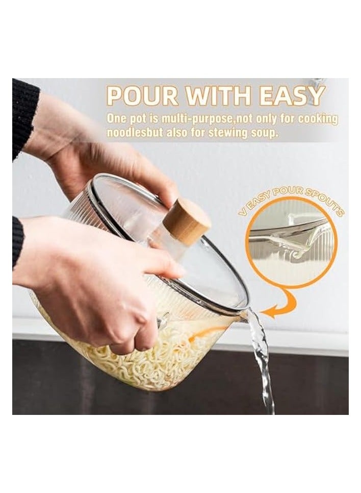 Green Tiger Glass Cookware Glass Pot, Glass Cooking Pot with Lid - 1.8L(60oz) Glass Pots, Heat Resistant Borosilicate Glass Cookware Stovetop Pot, Simmer Pot, Safe for Soup, Noodle, Baby Food - Image 4