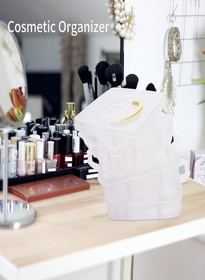 FINWARE Plastic 3-Layer 18-Grid Adjustable Jewelery Organizer | Multipurpose Storage Box Cosmetics Make Up Jewellery Vanity Box Case with Removable Dividers Vanity Box (1, WHITE) - Image 5