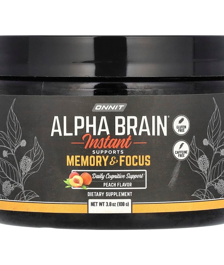 Onnit Alpha Brain Instant Caffeine Free Peach  3.8 oz (108 g)