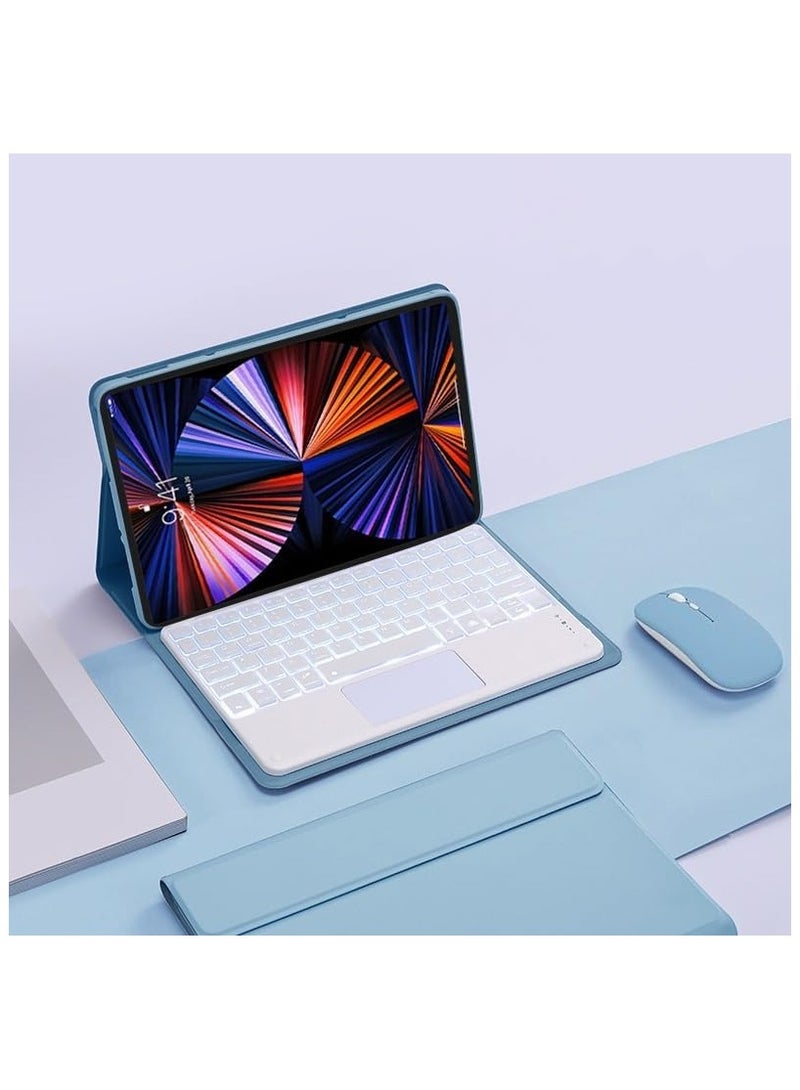 General Backlit Keyboard Case Compatible with Lenovo Tab P12 12.7-inch 2023 with Mouse, Detachable Backlit Wireless Bluetooth Touchpad Trackpad Keyboard Protective Cover 