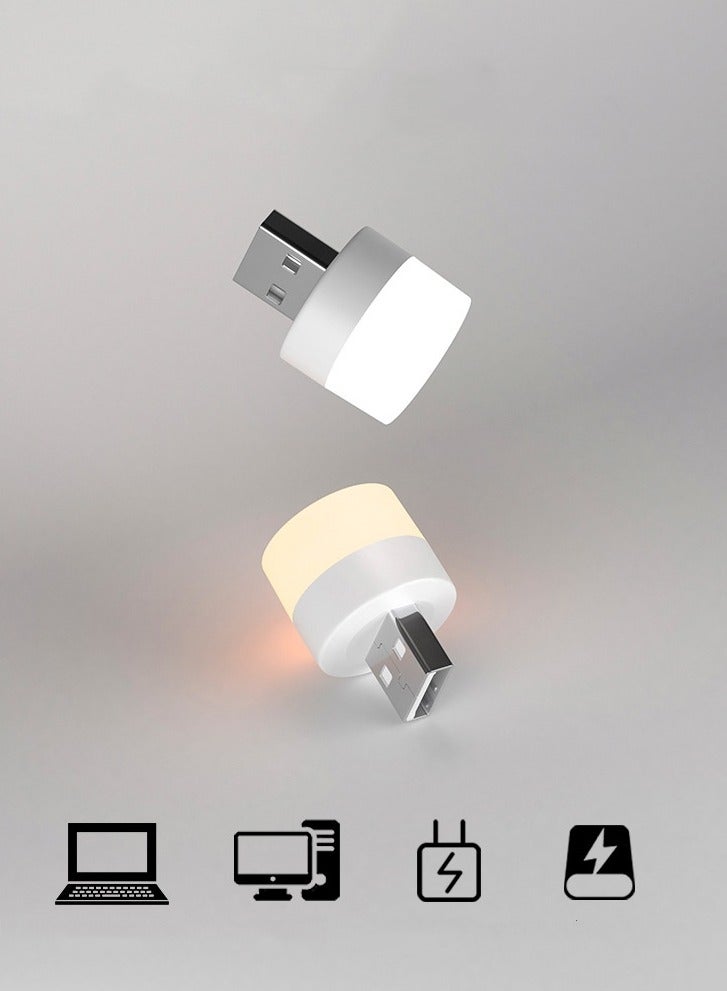 10 PCS LED Night Light Bulb USB Type White Colour New, Car USB Night Light, LED Toilet Light, Nite Light Bulb Baby, Bright Night Light for Kids bedroom, Usb Mini Light LED White Light and Yellow Light  - Image 1