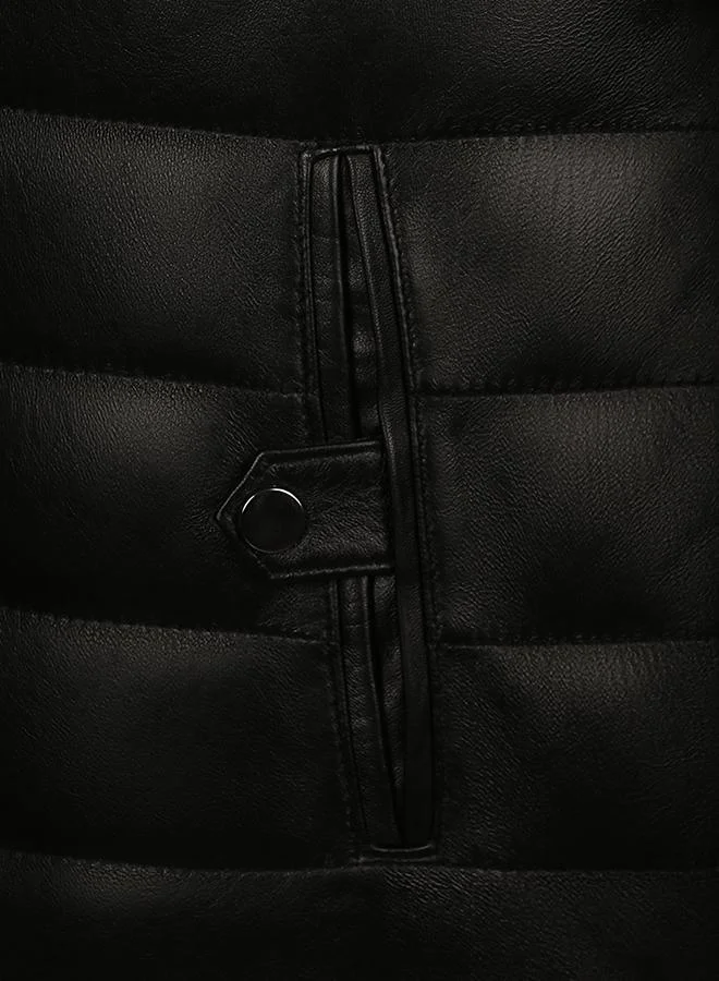 Felix Hardy Black Genuine Leather Black Hoody Jacket for Men | Best Price UAE
