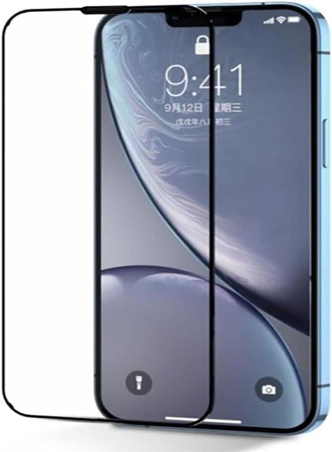 StraTG StraTG Tempered Glass Screen Protector for iPhone 14 Pro - 6.1 Inch, Black Frame, Full Coverage, Anti-Shock Protection
