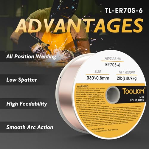 TOOLIOM MIG Welding Wire ER70S-6 .030"(0.8 mm) 2LB Solid Carbon Steel Welding Wire High Feedability MIG Wire - Image 5