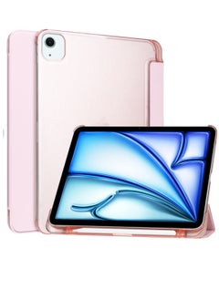 Best Choice Products New  iPad Air 13 Inch M2 Case 2024 with Pencil Holder, Slim Smart Shell Translucent Frosted Hard PC Back Cover with Auto Wake/Sleep - Pink  - Image 1