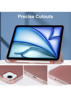Best Choice Products New  iPad Air 13 Inch M2 Case 2024 with Pencil Holder, Slim Smart Shell Translucent Frosted Hard PC Back Cover with Auto Wake/Sleep - Pink  - Image 4