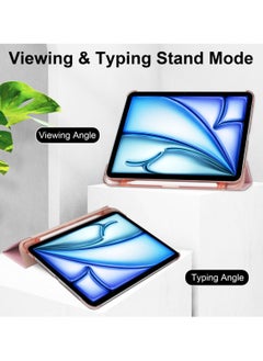 Best Choice Products New  iPad Air 13 Inch M2 Case 2024 with Pencil Holder, Slim Smart Shell Translucent Frosted Hard PC Back Cover with Auto Wake/Sleep - Pink  - Image 5