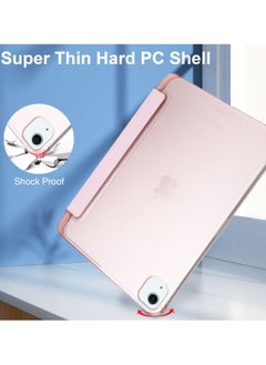 Best Choice Products New  iPad Air 13 Inch M2 Case 2024 with Pencil Holder, Slim Smart Shell Translucent Frosted Hard PC Back Cover with Auto Wake/Sleep - Pink  - Image 2