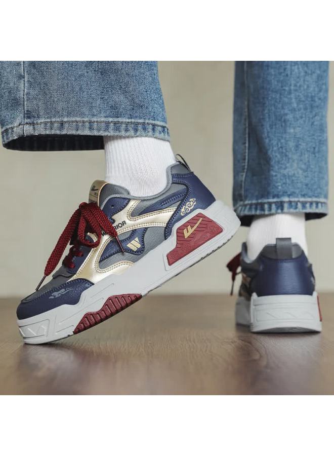 Pull Back Warrior Men's Casual Sneakers Spring New Lightweight Comfortable Wxy4125 Dark Gray Blue Gold Size 44 - Image 2