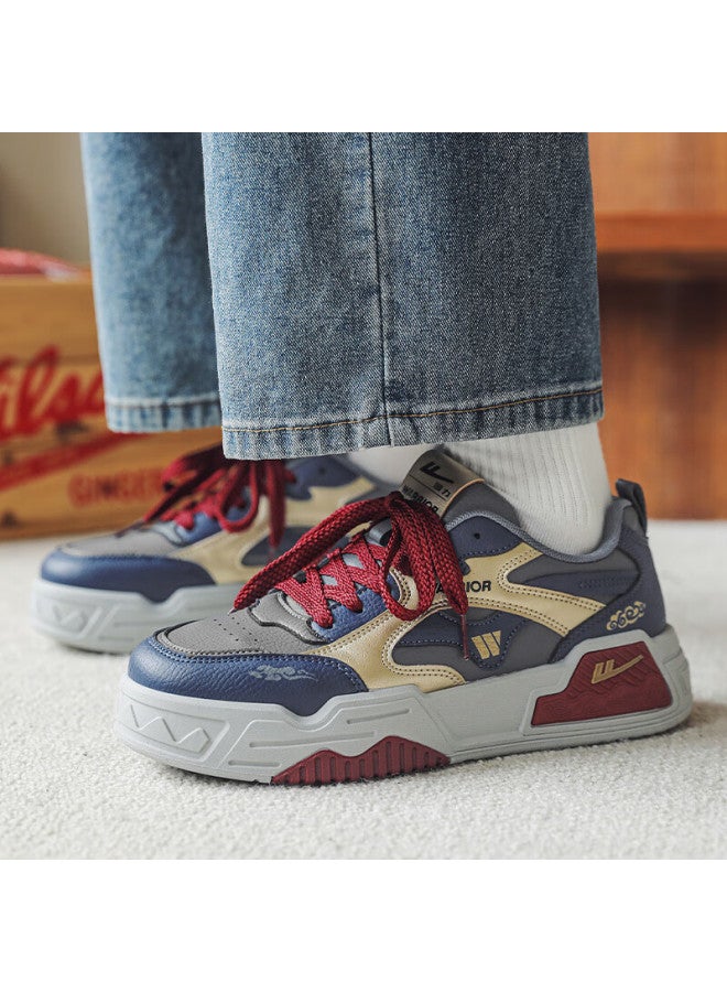 Pull Back Warrior Men's Casual Sneakers Spring New Lightweight Comfortable Wxy4125 Dark Gray Blue Gold Size 44 - Image 3