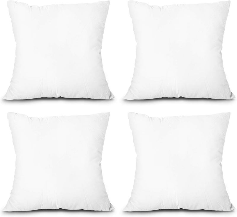 Edow Throw Pillow Inserts, Set of 4 Lightweight Down Alternative Polyester Pillow, Couch Cushion, Sham Stuffer, Machine Washable. (White, 20x20) - Image 1
