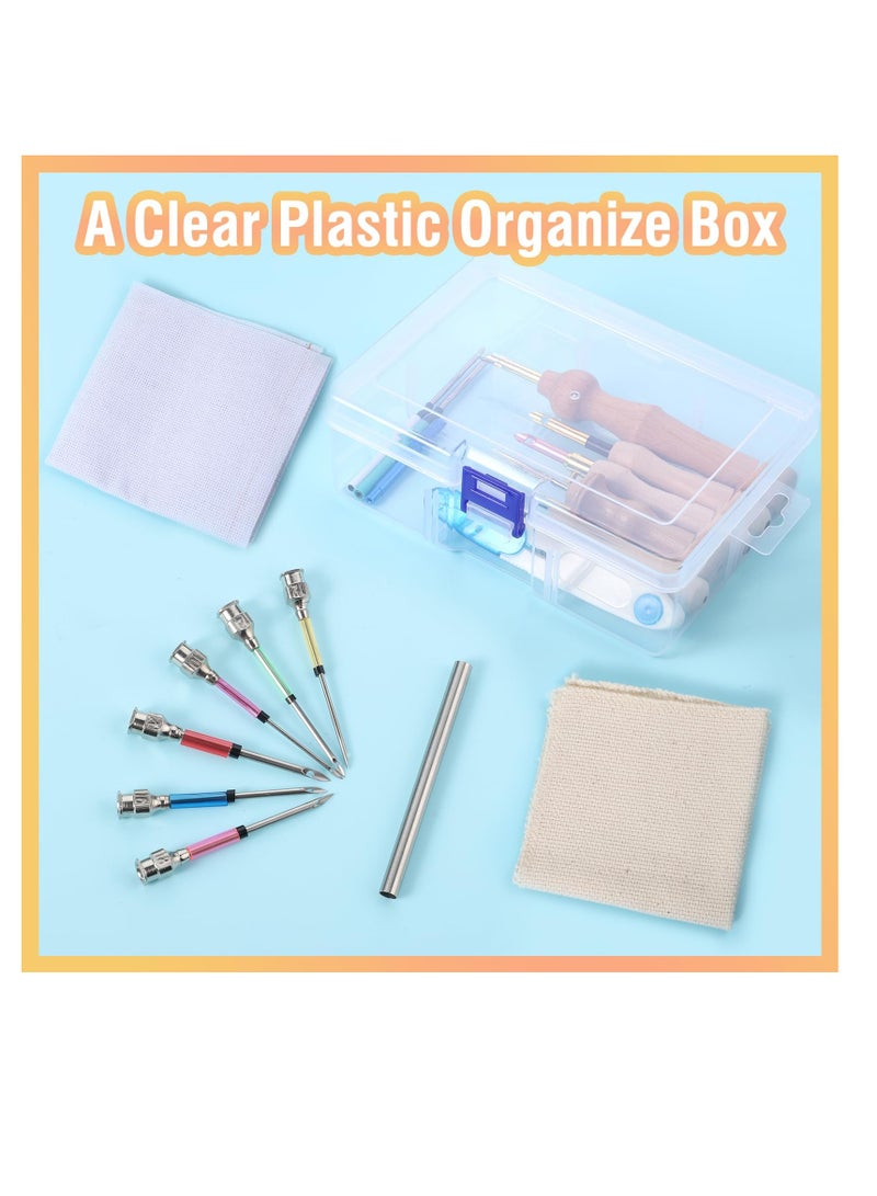 طقم إبرة اللكم، 35 قطعة أدوات خياطة التطريز، إبرة اللكم بمقبض خشبي، إبرة التطريز ذات العين الكبيرة، للمبتدئين في التطريز - Image 3