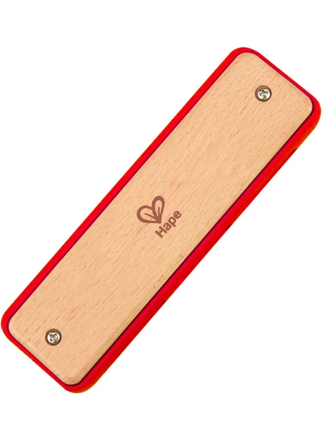 هيب Hape Blues Harmonica - 10 Hole Wooden Musical Instrument Toy for Kids