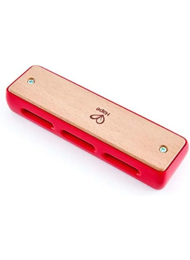 هيب Hape Blues Harmonica - 10 Hole Wooden Musical Instrument Toy for Kids
