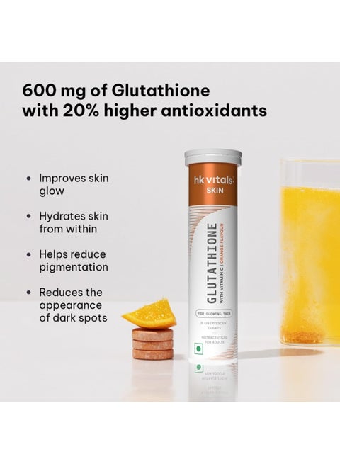 HK Vitals Glutathione (Cola, Orange 15 Effervescent Tablets) | L-Glutathione  Tablets with Vitamin C & E | For Skin Glow & Hydration (Pack of 2) | Best  Price Qatar