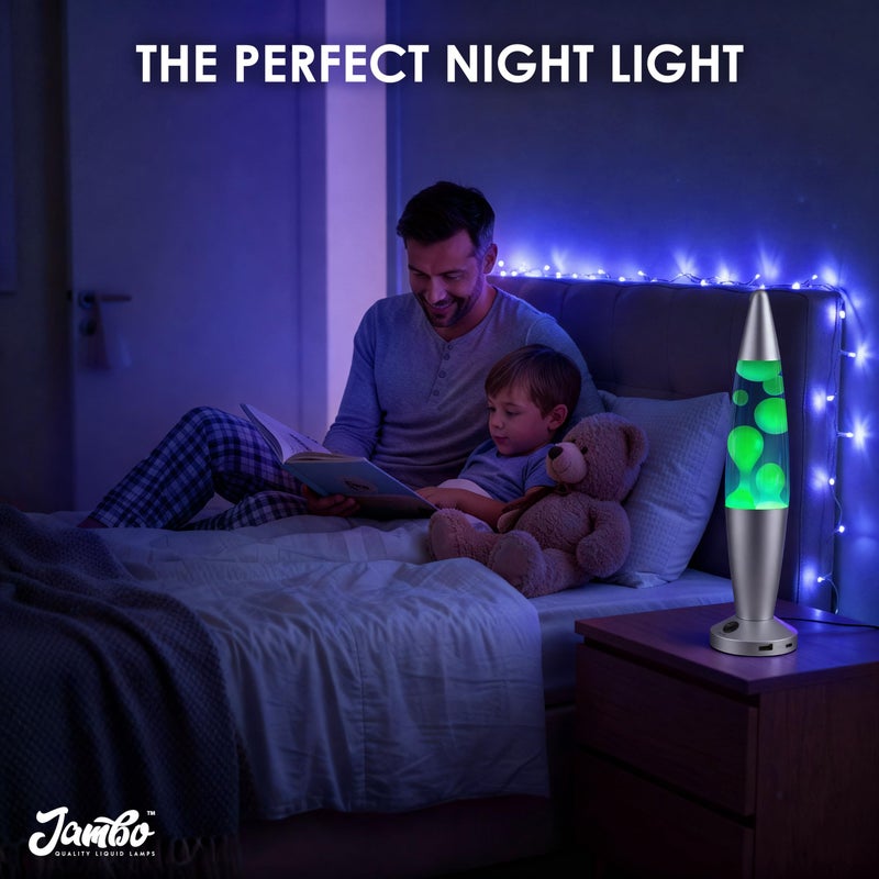 JAMBO Beautiful Liquid Lamp with USB Ports, 16" Motion Light with Blue Liquid Purple Wax, Relaxing Nightlight, Mood Light for Bedroom, Living Room, Office - Adults, Teens, Kids - Image 5