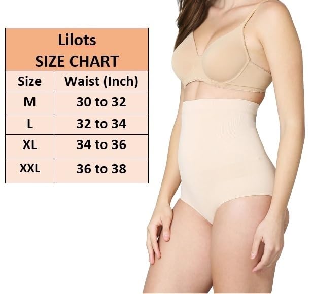 Lilots Women's High Waist Shapewear with Anti Rolling Strip || Tummy Control Tucker Waist Slimming Shapewear Cream - Image 2