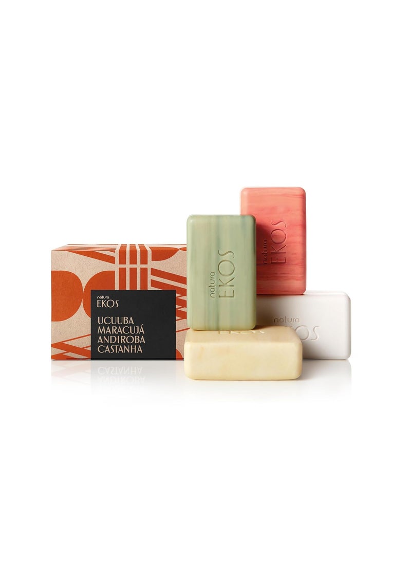 Natura natura  Ekos Ucuuba Castanha Andiroba Maracuj Bar Soap Set 4 Pack  1 Exfoliating Bar 3 Other Bars  Vegetable Oils  Vegan Skin Care  Brazilian Beauty Secrets  Self Care  35oz 100g 