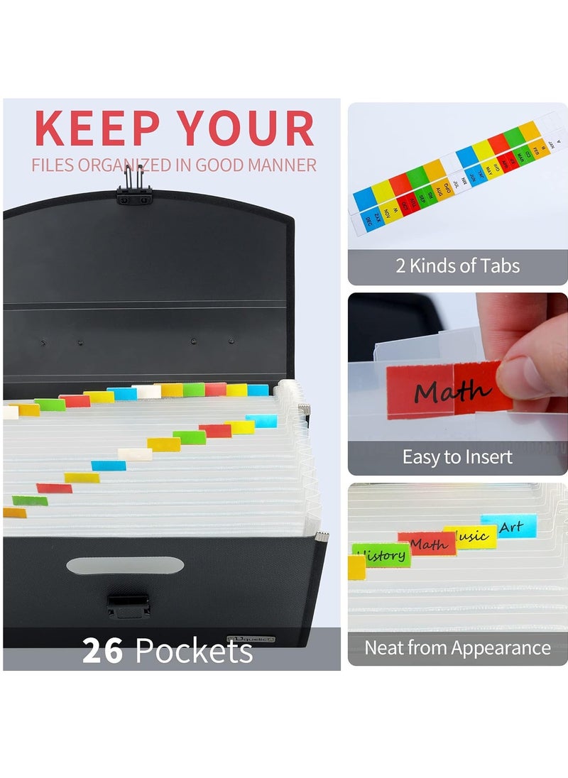 Joyelink - 26Pockets Expanding File Folder - Upgraded Durable Buckle, Base with Ergonomic Portable Handle/Large A4 Letter Size Expandable File Organizer/Accordion Filing Document - Image 1